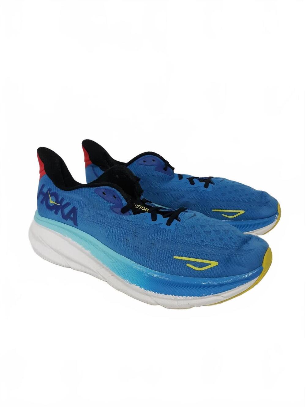 Hoka Men Clifton 9 1127895 Blue Dazzling Red Size 12 Width D